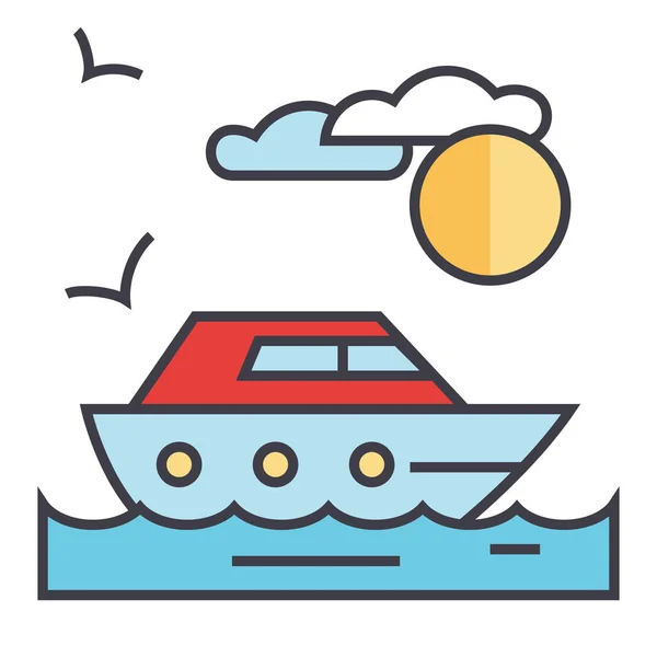 Sea travel, yacht concept. Line vector icon. Editable stroke. Flat linear illustration isolated on white background — Stock Vector