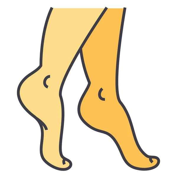 Concepto de piernas de mujer. Icono de vector de línea. Un derrame cerebral. Ilustración lineal plana aislada sobre fondo blanco — Vector de stock