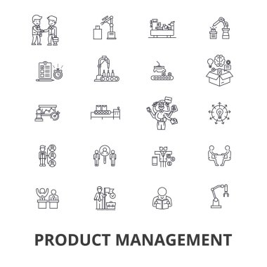Proje Yönetimi, planı, danışmanlık, gantt grafiği'nde mühendislik, yol haritası satır simgeler. Düzenlenebilir vuruş. Düz tasarım vektör çizim sembolü konsepti. Doğrusal izole işareti