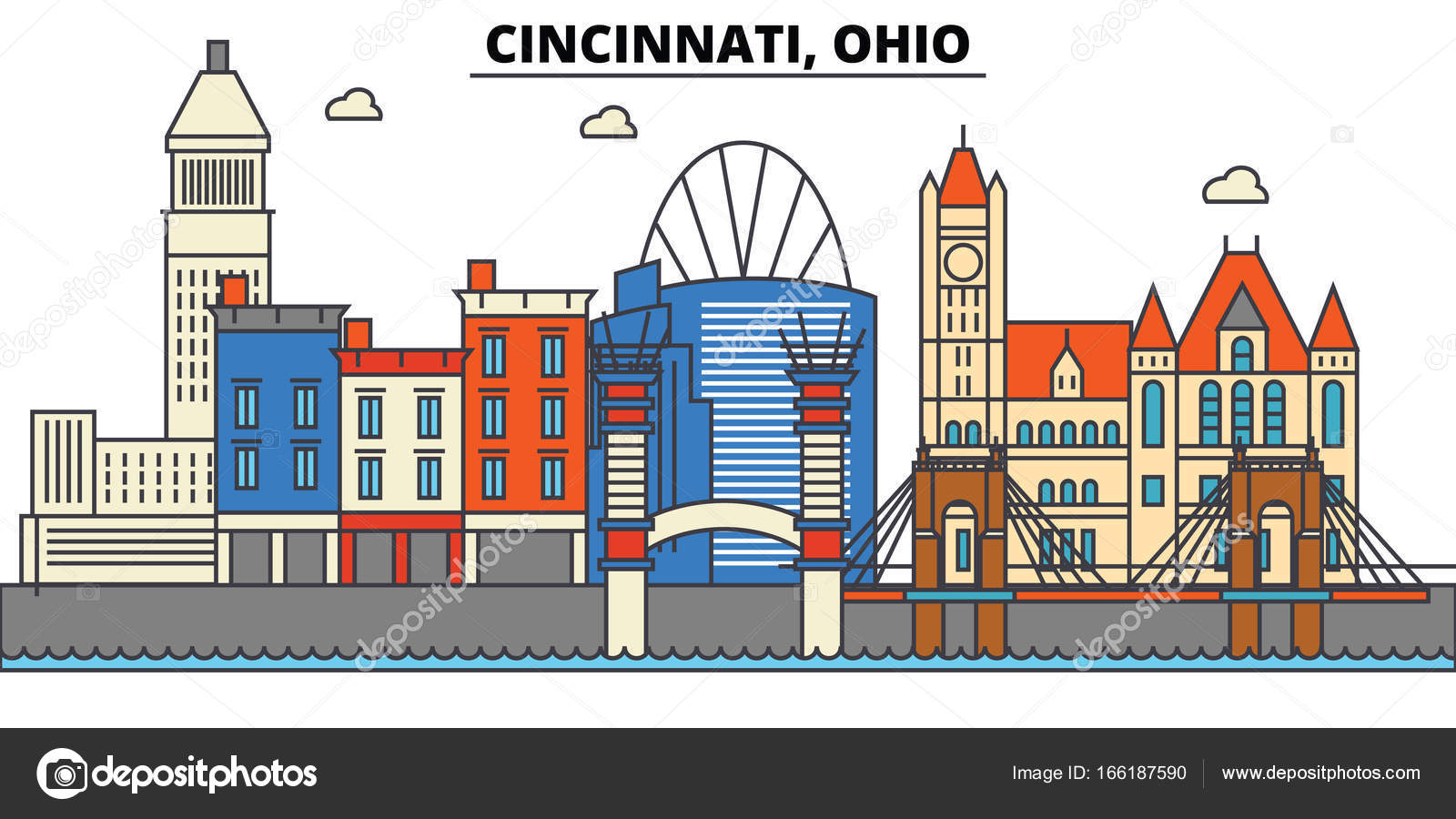 Cincinnati Ohio City Skyline Architecture Buildings Streets Cincinnati Ohio City Skyline Architecture Buildings Streets Silhouette Landscape