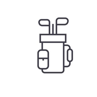 Golf Çanta düz hat illüstrasyon kavramı vektör izole simge üzerinde