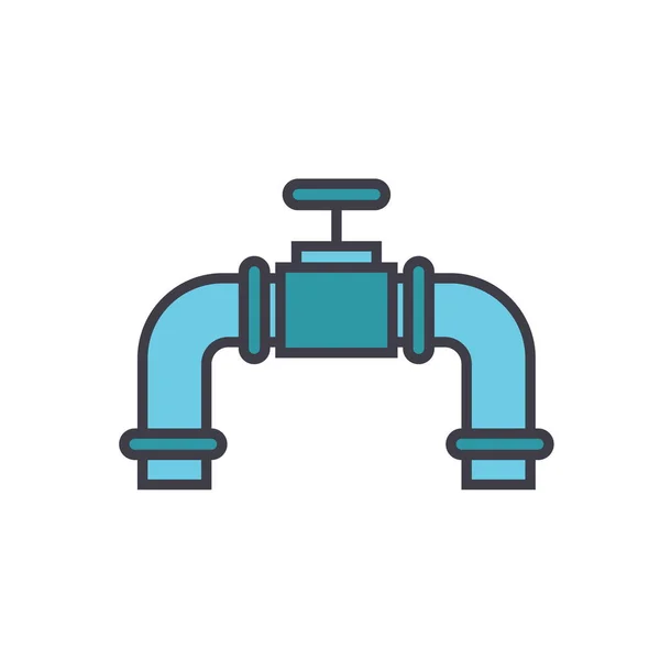 Pipes with gas valve flat line illustration, concept vector isolated icon — Stock Vector