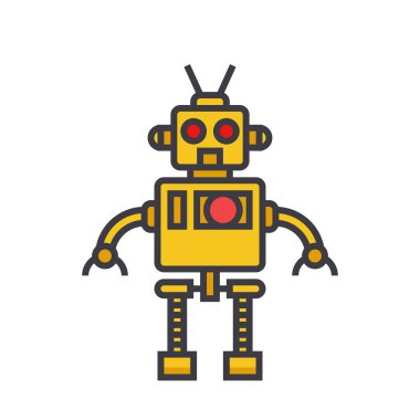 Robot serin düz hat illüstrasyon izole kavramı vektör simgesi