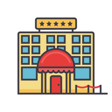 Otel düz hat illüstrasyon izole kavramı vektör simgesi