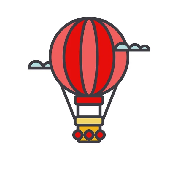 Balão de ar, aerostático linha plana ilustração, vetor conceito ícone isolado —  Vetores de Stock