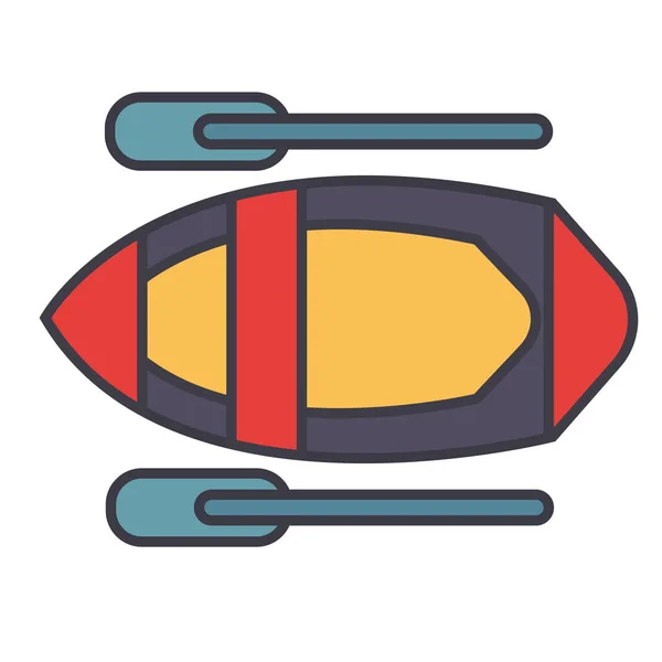 Ilustración de línea plana Kayak, icono aislado vector concepto — Vector de stock