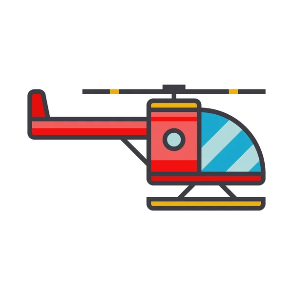 Ilustración de línea plana de helicóptero, icono aislado vector concepto — Vector de stock