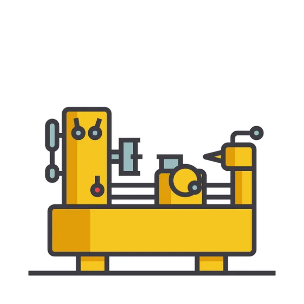 Máquina de equipamentos industriais linha plana ilustração, conceito vetor isolado ícone —  Vetores de Stock