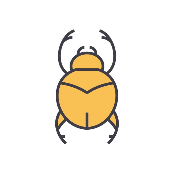 Bugs simple, egypt flat line illustration, concept vector isolated icon — Stock Vector