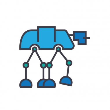 Robot warior, zırhlı taşıma düz hat illüstrasyon kavramı vektör izole simgesi
