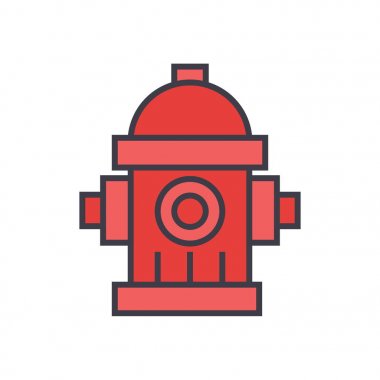 Su kulesi, hidrant düz hat illüstrasyon, kavram vektör izole simgesi