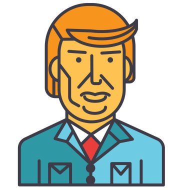 Donald Trump düz hat illüstrasyon izole kavramı vektör simgesi