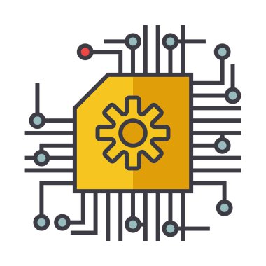 Microscheme, AI, yapay zeka düz hat illüstrasyon, kavram vektör izole simgesi