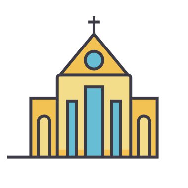 Kilise düz hat illüstrasyon izole kavramı vektör simgesi