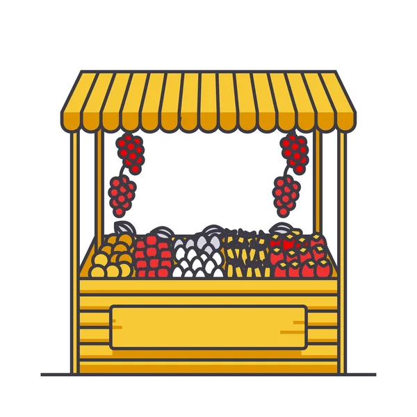 Ilustración de línea plana tienda de verduras, icono aislado vector concepto — Vector de stock