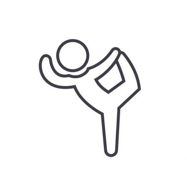 Düz hat illüstrasyon Pilates, jimnastik, egzersiz, egzersiz,