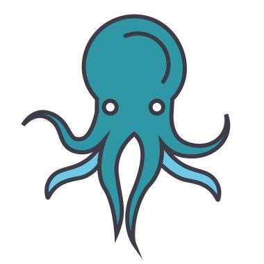 Ahtapot düz hat illüstrasyon izole kavramı vektör simgesi