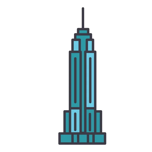 Empire state building lapos vonalnak illusztráció, vektor-koncepció elszigetelt ikon — Stock Vector