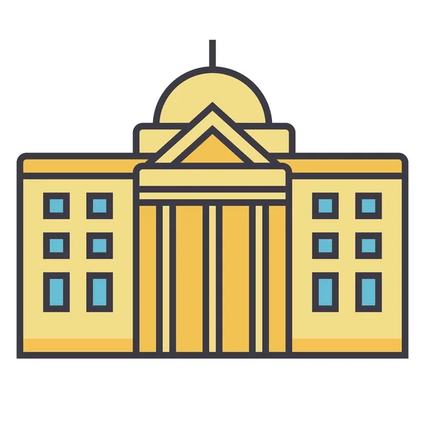 Câmara Municipal linha plana ilustração, conceito vetor isolado ícone —  Vetores de Stock