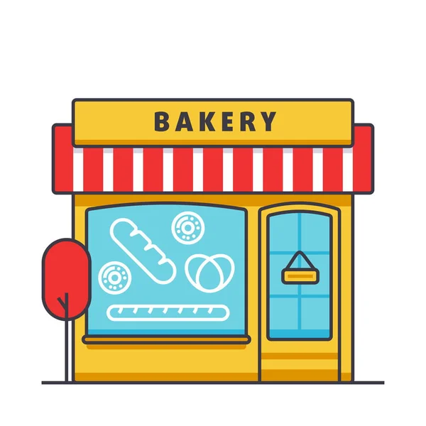 面包店建设平线图中，概念向量孤立图标 — 图库矢量图片