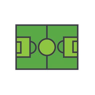 Futbol sahası, futbol düz hat illüstrasyon, kavram vektör izole simgesi