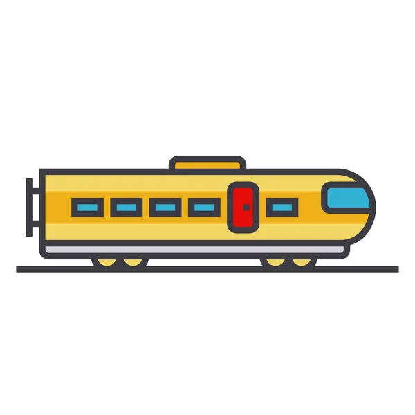 Trem moderna linha plana ilustração, conceito vetor isolado ícone — Vetor de Stock