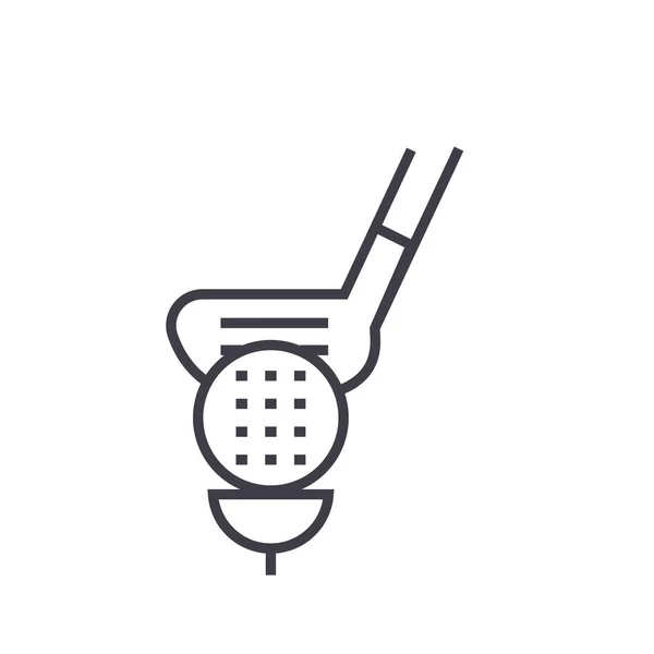 Golf ilustración de línea plana, icono de vector de concepto aislado en whi — Archivo Imágenes Vectoriales