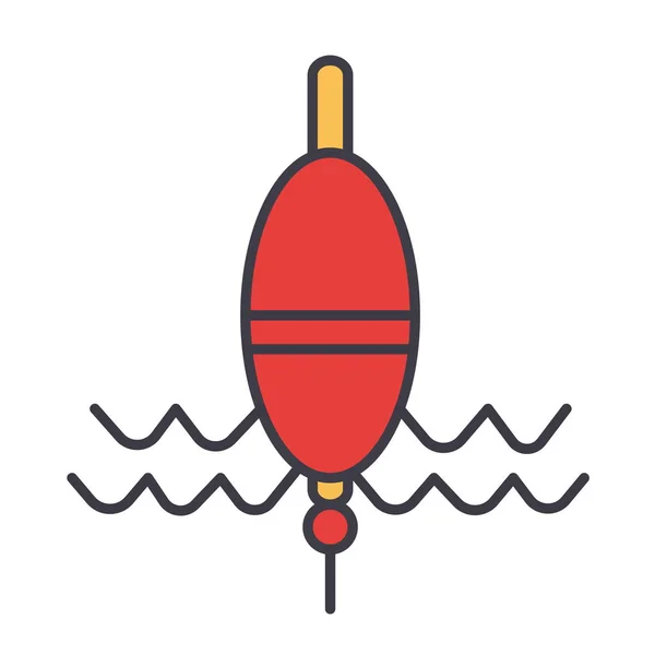 Ilustración de línea plana de pesca flotante, icono aislado vector concepto — Vector de stock