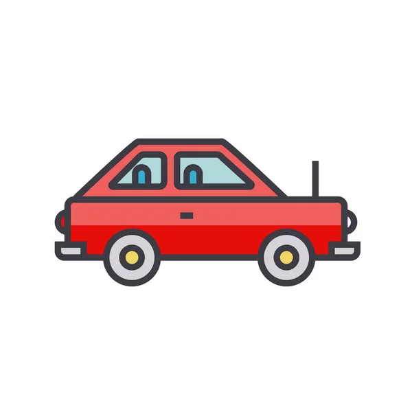 Simple cute car, vehicle flat line illustration, concept vector isolated icon — Stock Vector