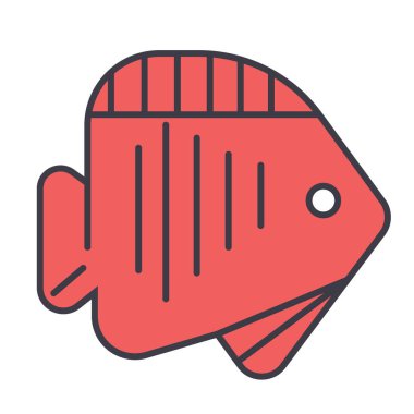 Balık tropikal düz hat illüstrasyon, kavram vektör izole simgesi