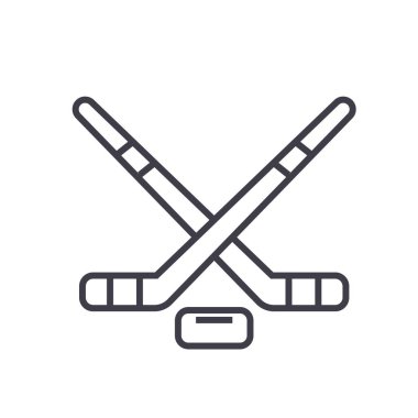 Hokey düz hat illüstrasyon izole kavramı vektör simgesine w