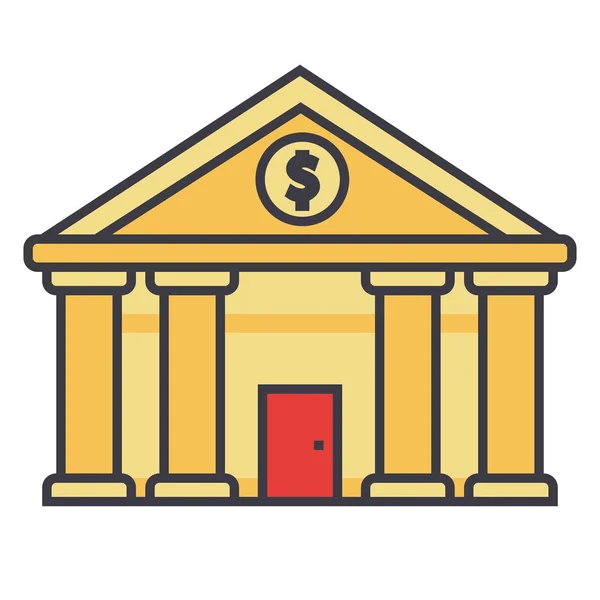 Banco, Tribunal de Justiça ilustração linha plana, vetor conceito ícone isolado —  Vetores de Stock