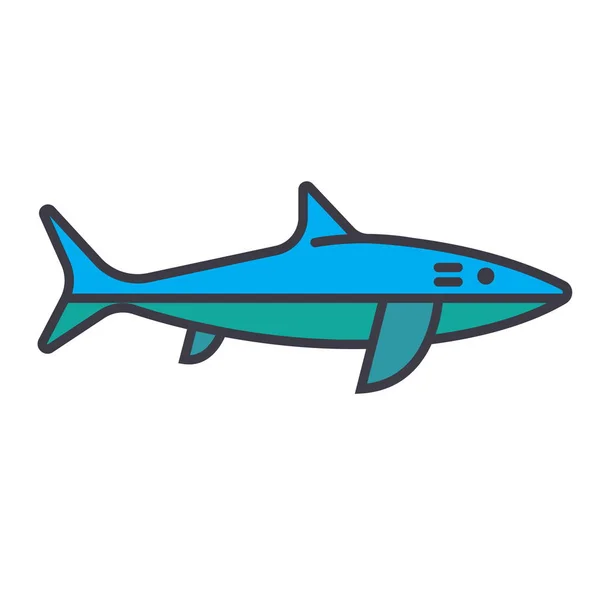 Shark flat line illustration, concept vector isolated icon — Stock Vector