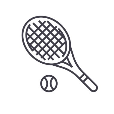 Tenis raketi düz hat illüstrasyon izole kavramı vektör ŞA