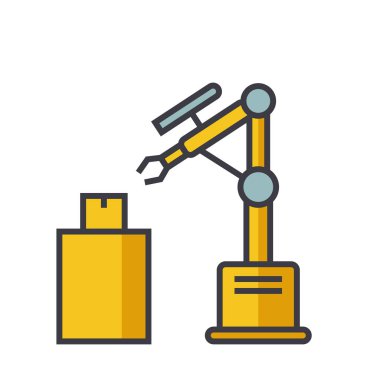 Endüstriyel robot lazer düz hat illüstrasyon, kavram vektör izole simgesi