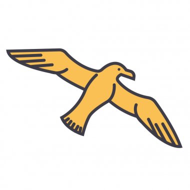 Martı, martı düz hat illüstrasyon, kavram vektör izole simgesi