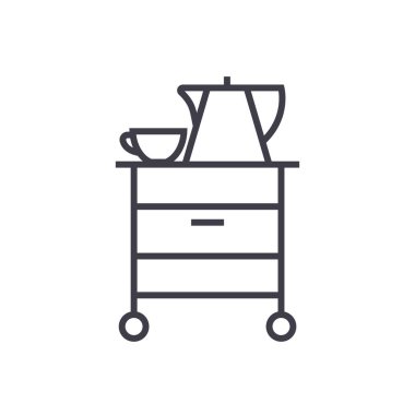 çay, dolap vektör satırı simgesi, işaret, resimde arka planda, düzenlenebilir vuruş