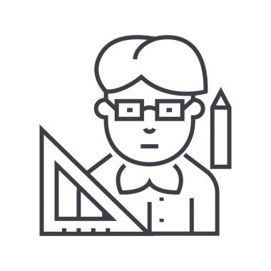 öğretmen vektör satırı simgesi, işaret, resimde arka planda, düzenlenebilir vuruş