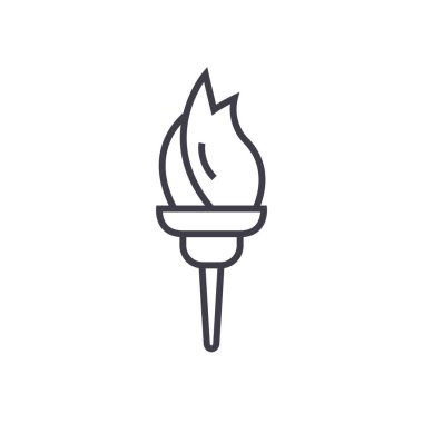 meşale vektör satırı simgesi, işaret, resimde arka planda, düzenlenebilir vuruş