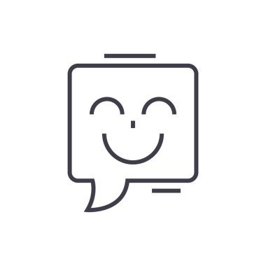 Gülümse sohbet vektör satırı simgesi, işaret, resimde arka planda, düzenlenebilir vuruş