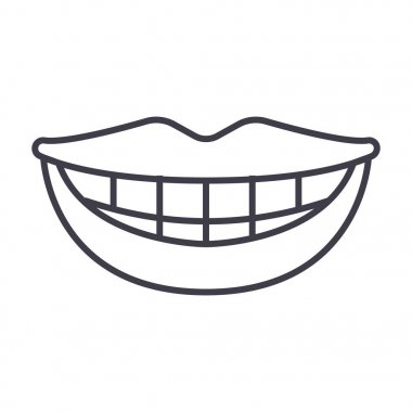 gülümseme, dişler, ağız vektör satırı simgesi, işaret, resimde arka planda, düzenlenebilir vuruş