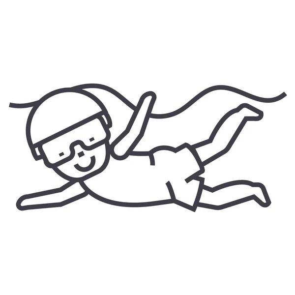 Swimming Kids Vektor Line Icon, Zeichen, Illustration auf dem Hintergrund, editierbare Striche — Stockvektor