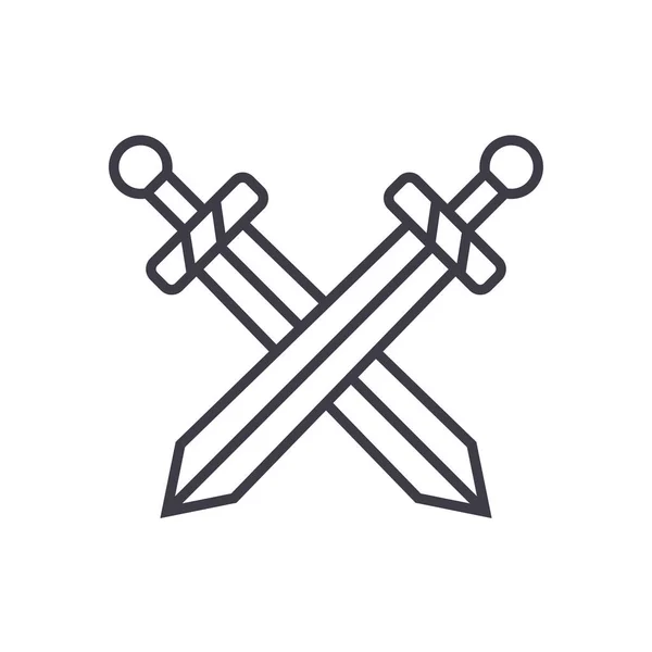 Épées icône de ligne vectorielle, signe, illustration en arrière-plan, touches modifiables — Image vectorielle