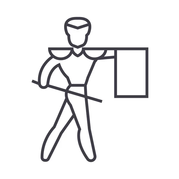 Toreador, matador vector line icon, sign, illustration on background, editable strokes — Vector de stock