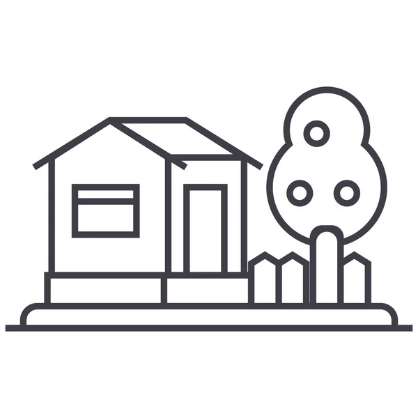 Haus, Hütte, Holzhaus Vektor Linie Symbol, Zeichen, Illustration auf