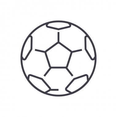 Futbol topu, futbol vektör satırı simgesi, işaret, resimde arka planda, düzenlenebilir vuruş
