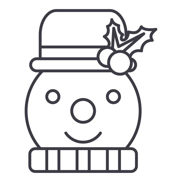 Snowman wektor linii ikona, znak, ilustracja na tle, edytowalne obrysy — Wektor stockowy