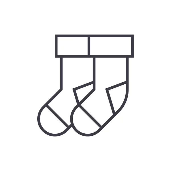 Socks illustration vector line icon, sign, illustration on background, editable strokes — Stock Vector