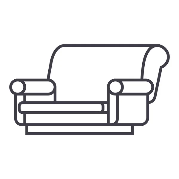 Sofa izometryczny vector linii ikona, znak, ilustracja na tle, edytowalne obrysy — Wektor stockowy