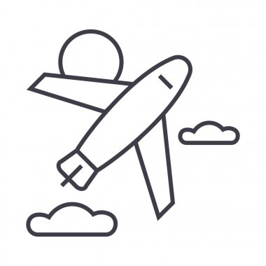 uçak vektör satırı simgesi, işaret, resimde arka planda, düzenlenebilir vuruş